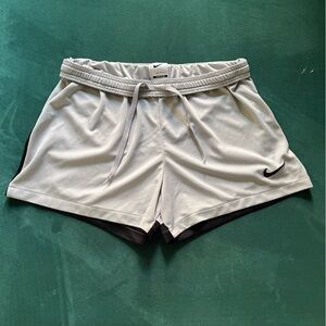Nike Women's Light Gray Athletic Shorts with Black Accents